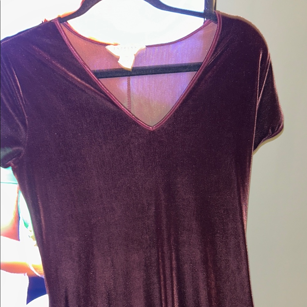 Vintage Express Tricot Purple Velvet Dress Size 5-6 Short sleeve